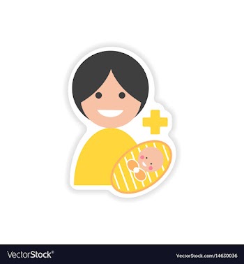 Paper sticker mother and daughter on white vector image
