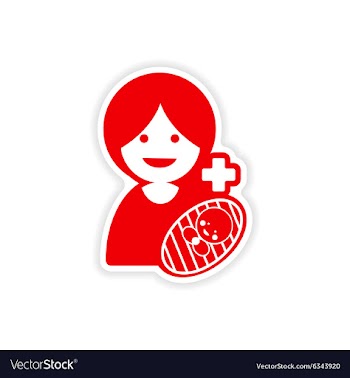 Paper sticker mother and daughter on white vector image