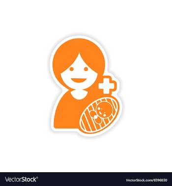 Paper sticker mother and daughter on white vector image
