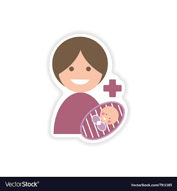 Paper sticker mother and daughter on white vector image