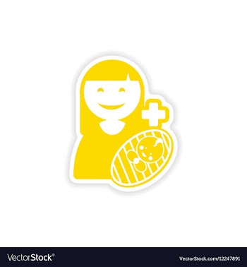 Paper sticker mother and son on white background vector image