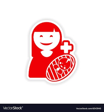Paper sticker mother and son on white background vector image
