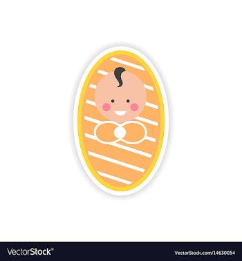 Paper sticker newborn boy on white background vector image