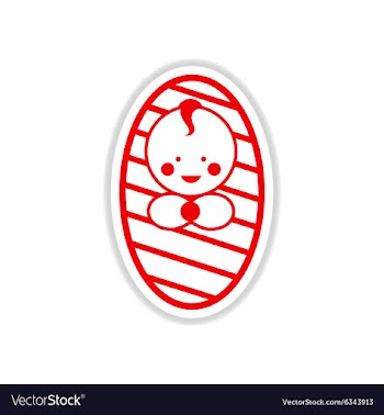 Paper sticker newborn boy on white background vector image