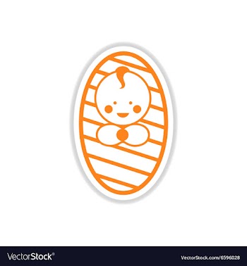 Paper sticker newborn boy on white background vector image