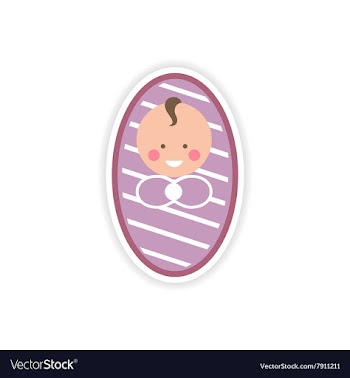 Paper sticker newborn boy on white background vector image