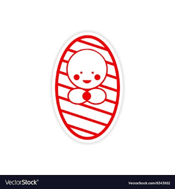 Paper sticker newborn girl on white background vector image