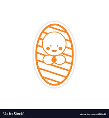 Paper sticker newborn girl on white background vector image