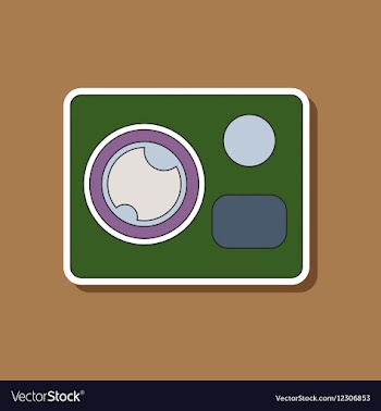 Paper sticker on background of camcorder vector image