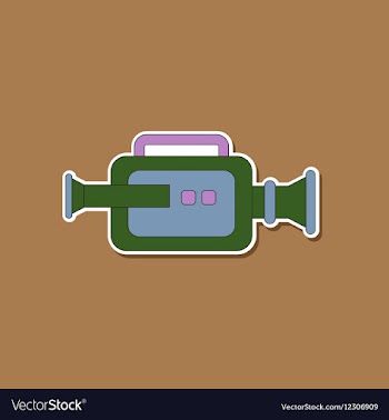Paper sticker on background of camcorder vector image