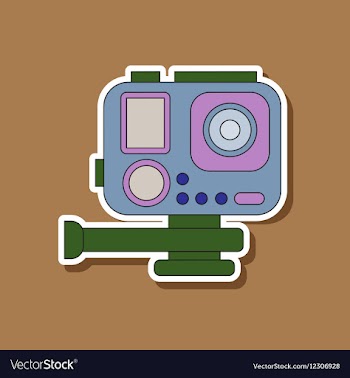Paper sticker on background of camcorder vector image