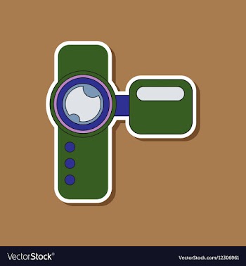 Paper sticker on background of camcorder vector image