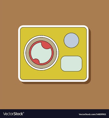 Paper sticker on background of camcorder vector image