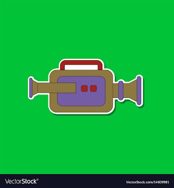 Paper sticker on background of camcorder vector image