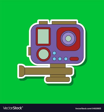 Paper sticker on background of camcorder vector image
