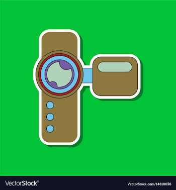 Paper sticker on background of camcorder vector image