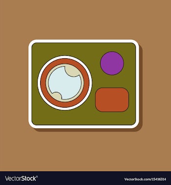 Paper sticker on background of camcorder vector image