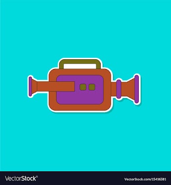 Paper sticker on background of camcorder vector image