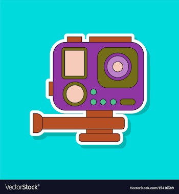 Paper sticker on background of camcorder vector image