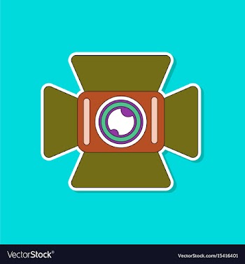 Paper sticker on background of camcorder vector image