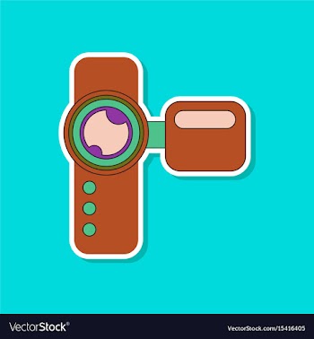 Paper sticker on background of camcorder vector image