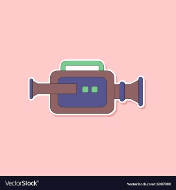 Paper sticker on background of camcorder vector image