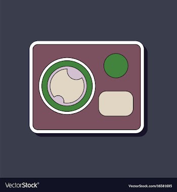 Paper sticker on background of camcorder vector image