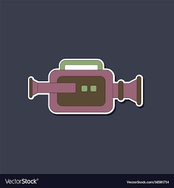 Paper sticker on background of camcorder vector image