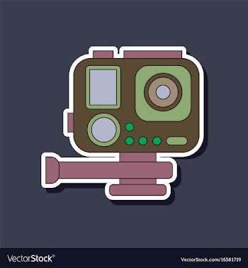 Paper sticker on background of camcorder vector image