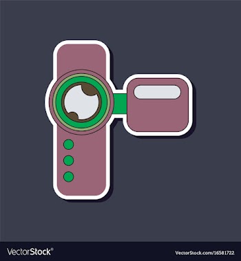 Paper sticker on background of camcorder vector image