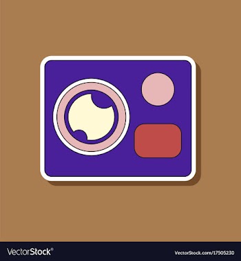 Paper sticker on background of camcorder vector image