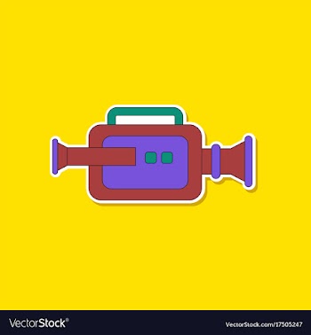 Paper sticker on background of camcorder vector image
