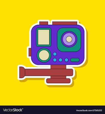 Paper sticker on background of camcorder vector image