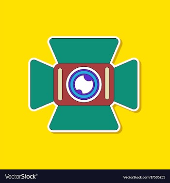 Paper sticker on background of camcorder vector image