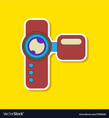 Paper sticker on background of camcorder vector image