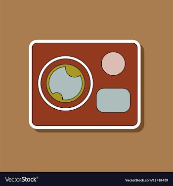 Paper sticker on background of camcorder vector image