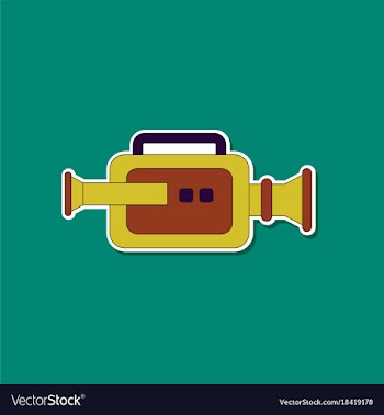Paper sticker on background of camcorder vector image