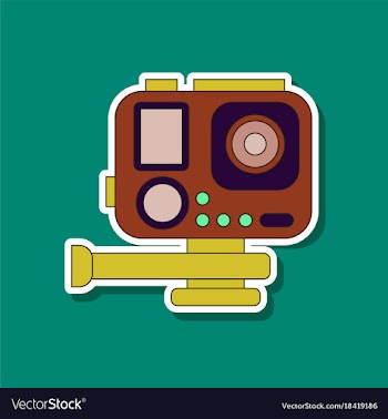 Paper sticker on background of camcorder vector image