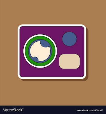 Paper sticker on background of camcorder vector image