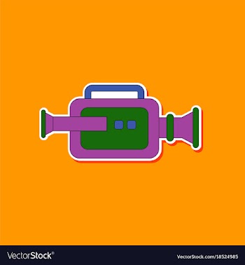 Paper sticker on background of camcorder vector image