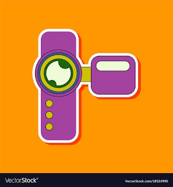 Paper sticker on background of camcorder vector image