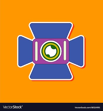 Paper sticker on background of camcorder vector image