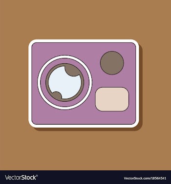 Paper sticker on background of camcorder vector image