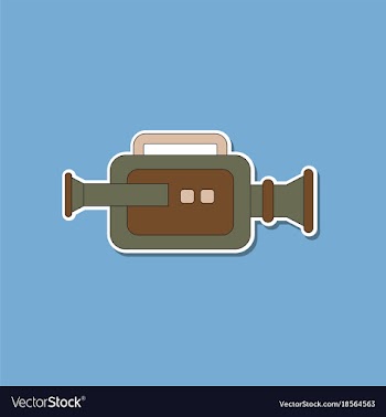 Paper sticker on background of camcorder vector image