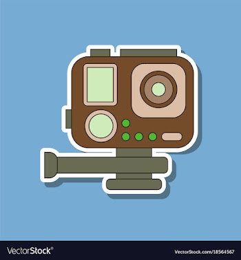 Paper sticker on background of camcorder vector image