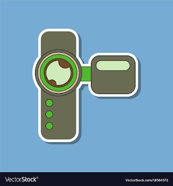 Paper sticker on background of camcorder vector image