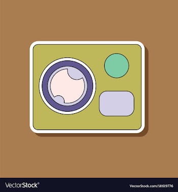 Paper sticker on background of camcorder vector image