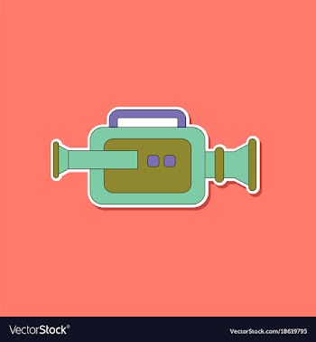 Paper sticker on background of camcorder vector image