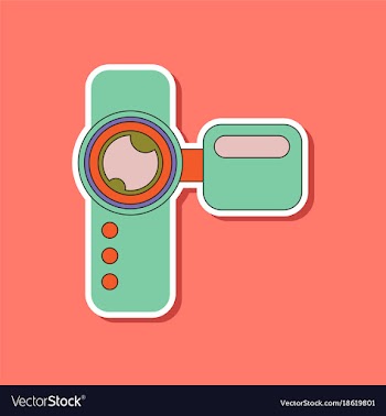 Paper sticker on background of camcorder vector image