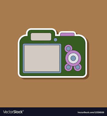 Paper sticker on background of camera vector image